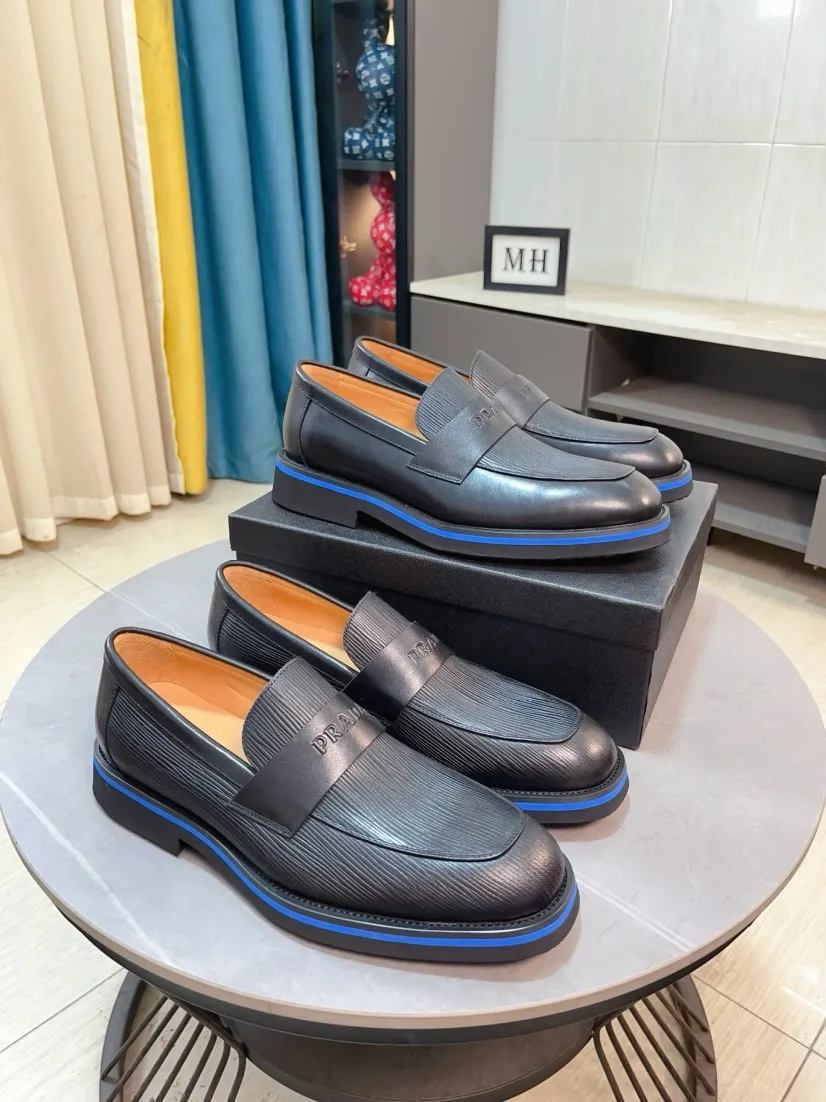 Men's shoes 💰540🌹🌹【PRADA Leather Shoes】Top purchasing agency Original imported Italian custom-made open-edge beaded cowhide leather surface, fully imported water-dyed breathable cowhide lining, original factory special molded sole super comfortable, size: 38-44